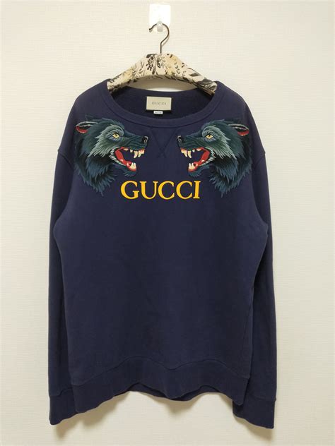 Gucci Wolf Head Appliqué Printed Sweatshirt 